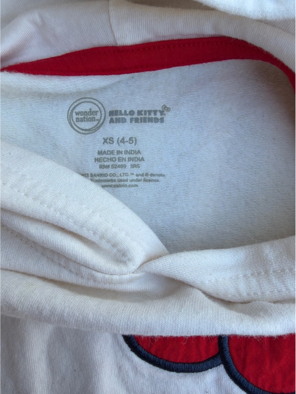 Hello Kitty Kids XS (4-5) White Pullover Hoodie Graphic Sweatshirt - Picture 3 of 7